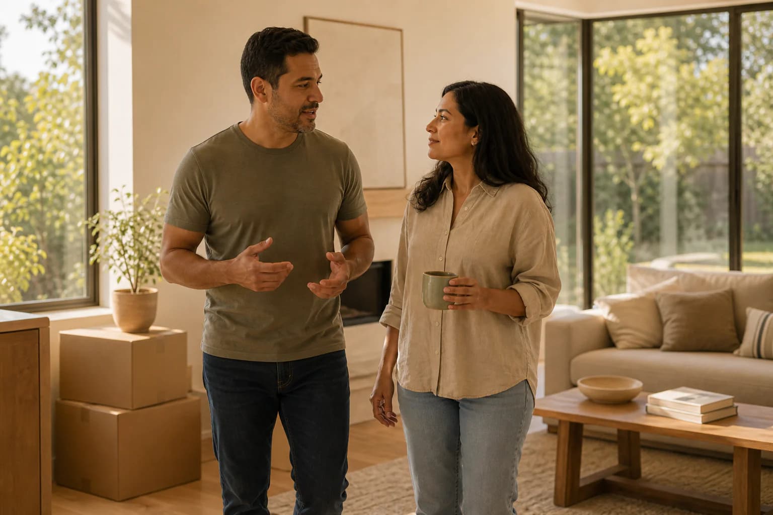 Homeowner walking through their living room preparing to sell