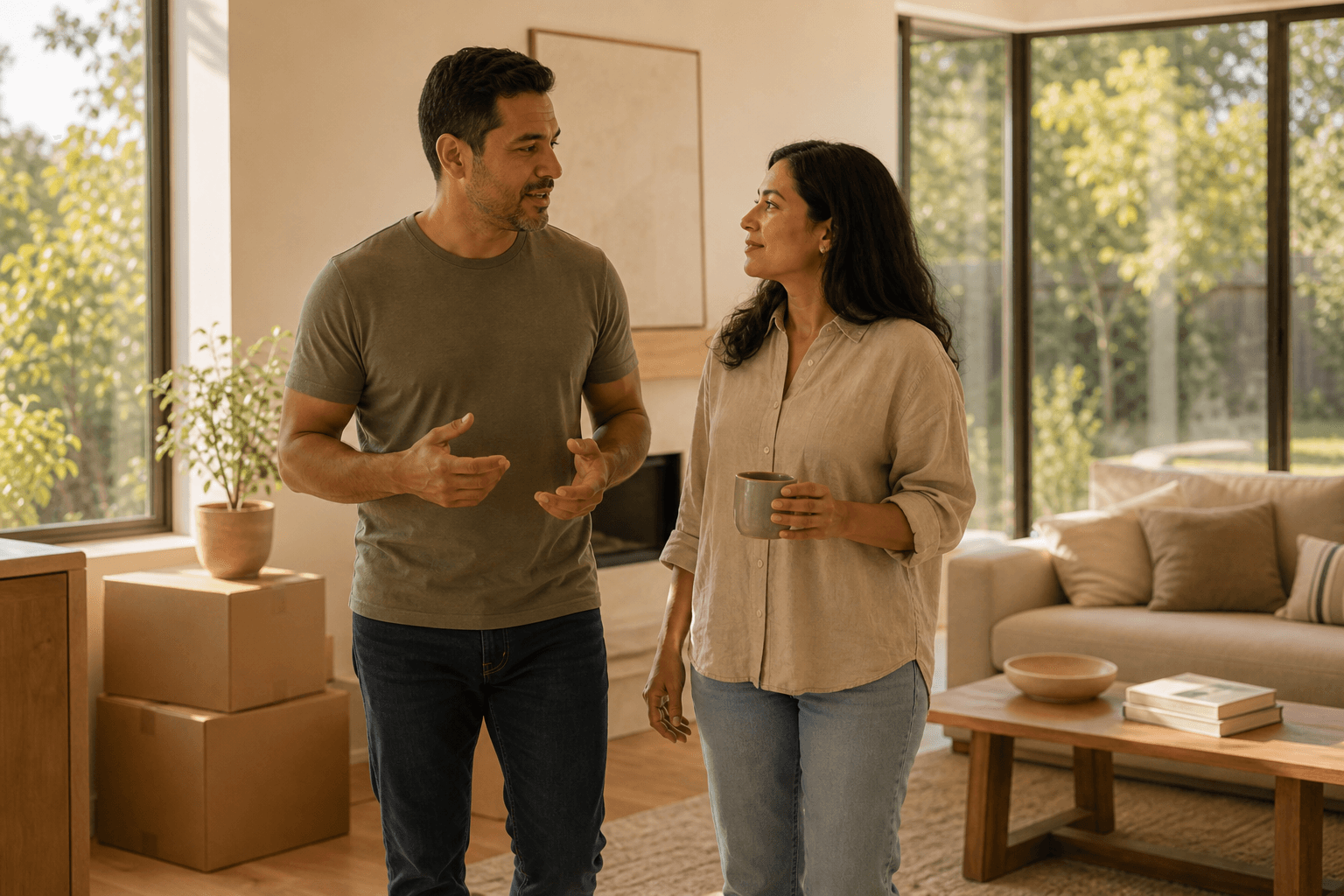 Homeowner walking through their living room preparing to sell